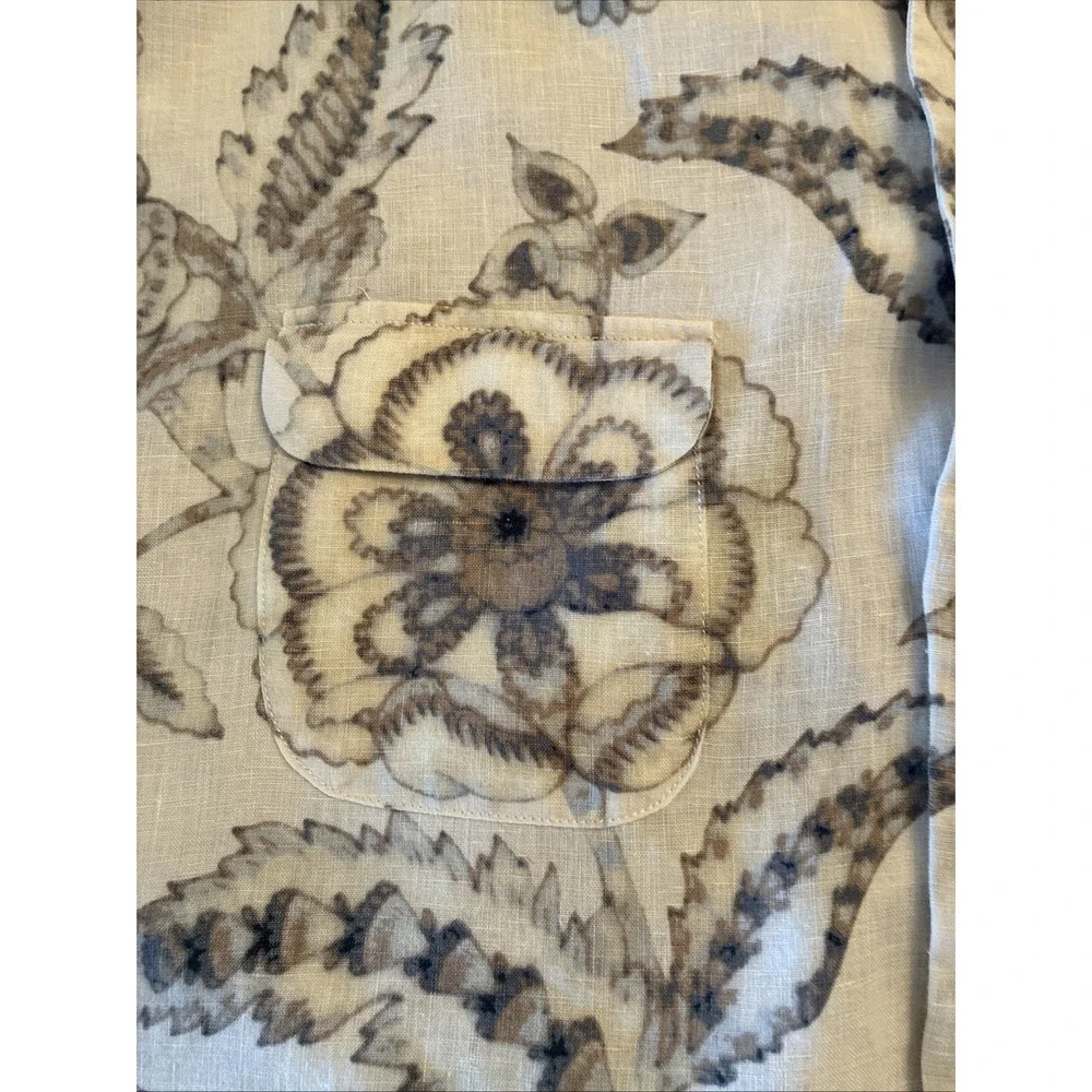 Tommy Bahama 100% Linen Shirt Island Floral Print Mens XL Muted Colors